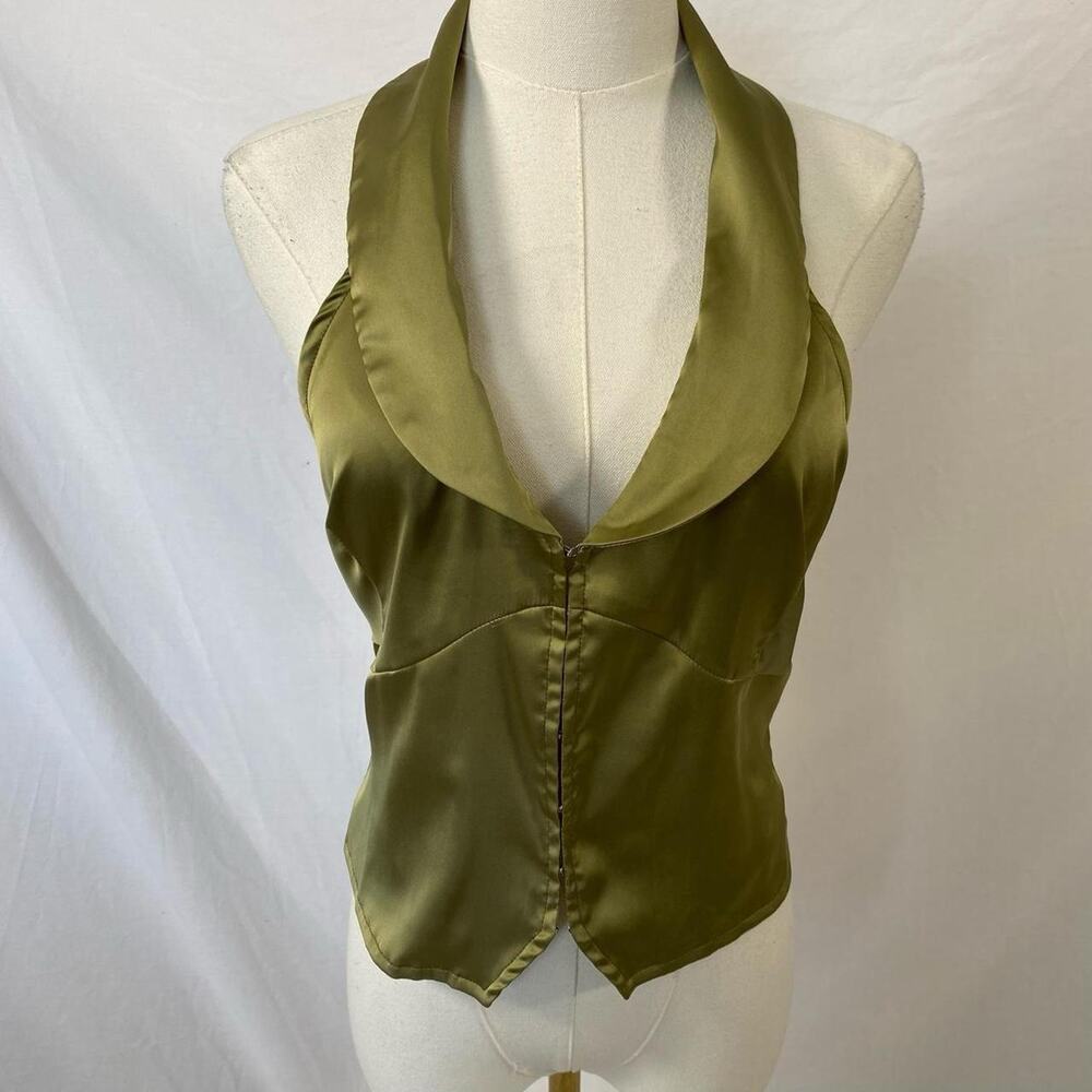 Le‎ Lis green vest top size medium preppy y2k going out club